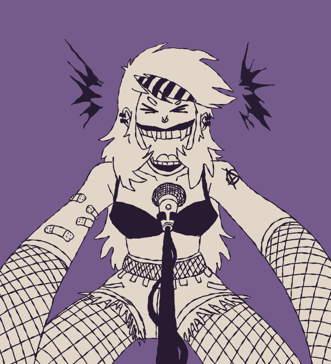 FreakoNimrod's tweet photo. Been trying out wiggle brush, here's a screaming punk lady. https://t.co/jL4gxB3JhD
