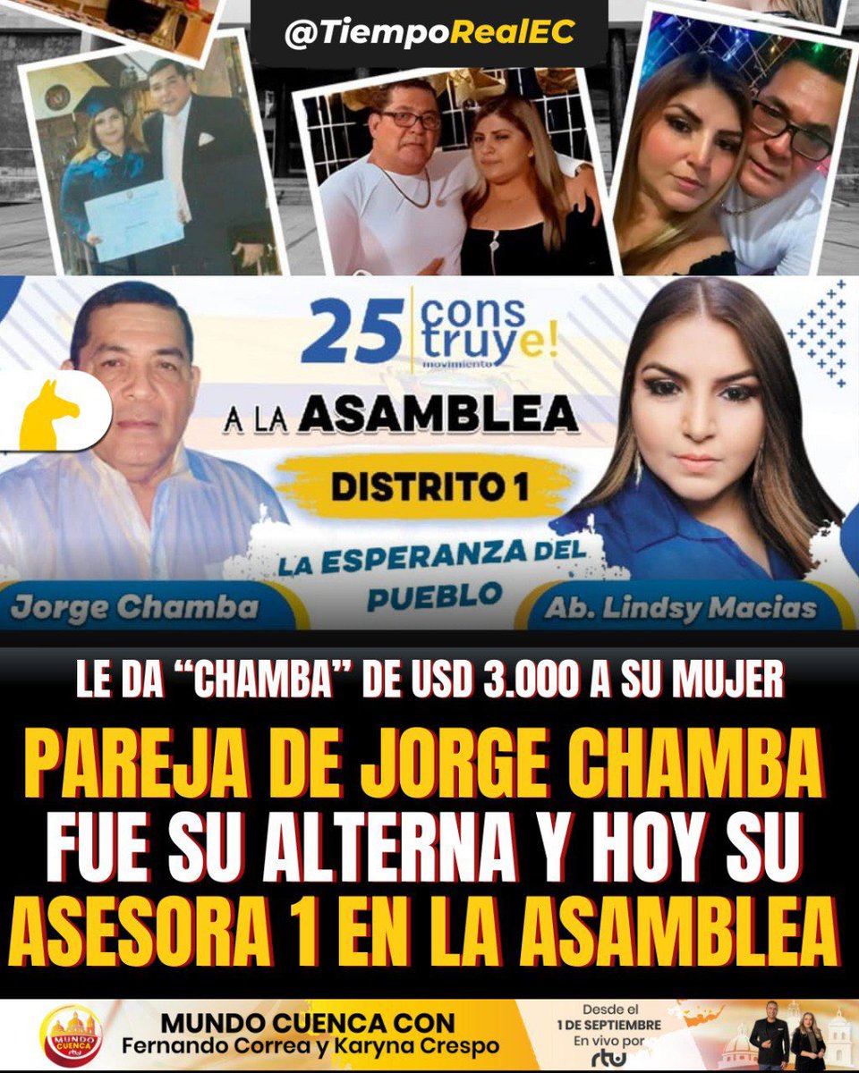TiempoRealEC's tweet image. 🤬.#ALERTA// Da #Chamba a su mujer en la Asamblea Nacional del Ecuador
😱 Un nuevo escándalo se produce en la Asamblea Nacional, @AsambleaEcuador, a horas del inicio de una investigación contra la legisladora de la Revolución Ciudadana, @NuriaButina, Nuria Butiñá, quien esa…