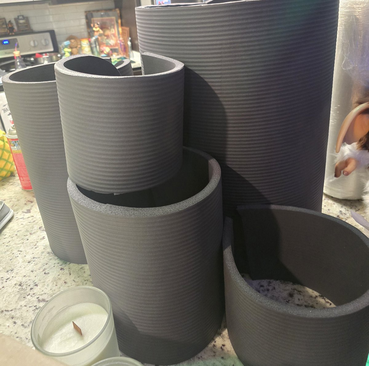 ShawnTucker623's tweet photo. Them: Whatcha up to today?
Me: Oh just cutting up some yoga mats and painting them to look like Bzzzcon barrels from @HorrorNightsORL Toxic 20's Scarezone, how about you?
#HHN34 https://t.co/rz2mC7nolE