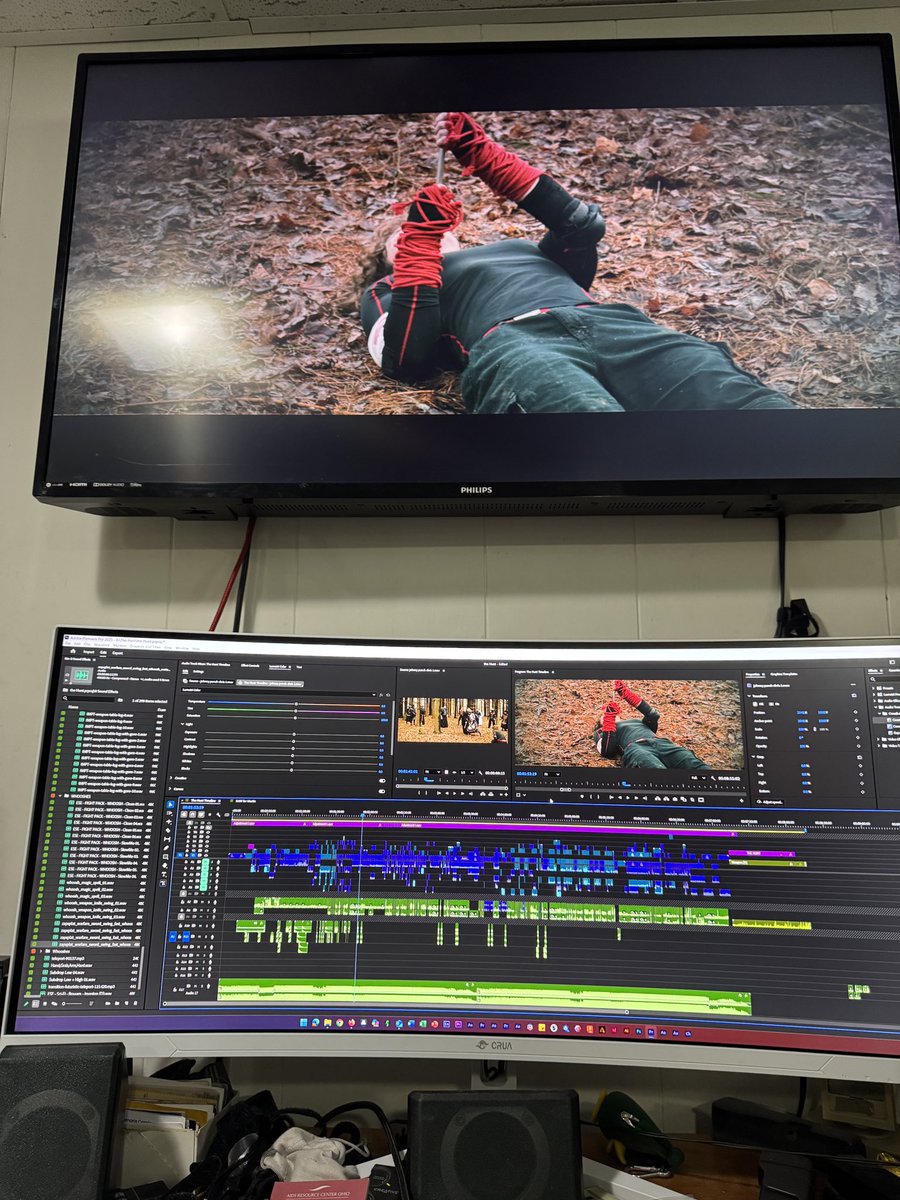 1/4 sound effects done. Taking a weekend break. Back at it next week. The Hunt is coming! #thehunt #shortfilm #swordfight #fun