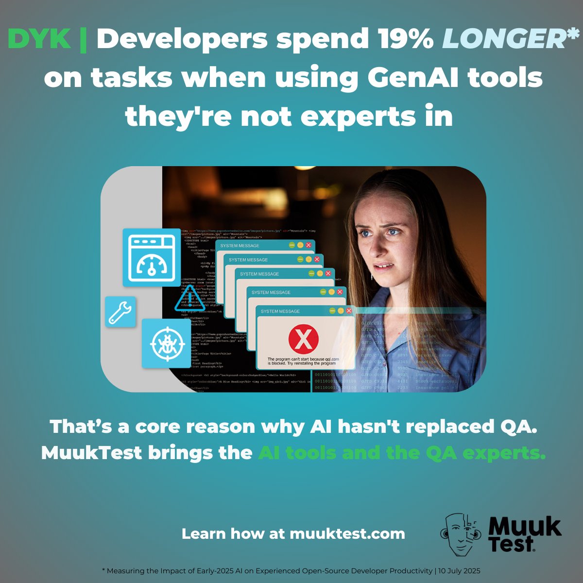 Talk to one of our real life QA experts here to learn how we thoughtfully leverage AI to make test automation up to 15x more efficient: muuktest.com/scheduler🚀 

#GenAI #AITesting #SoftwareDevelopment #SoftwareTesting