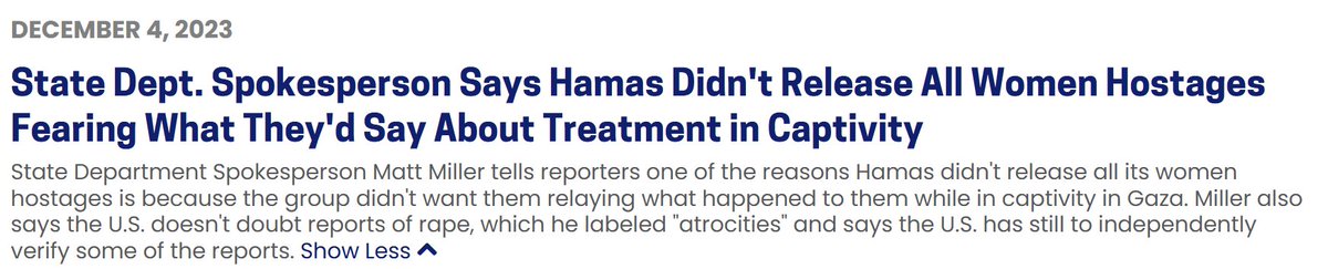 This ghoul spent a year and a half standing at the podium with a smug look on his face covering up the genocide, lying, and pushing Israeli fantasies about October 7th.