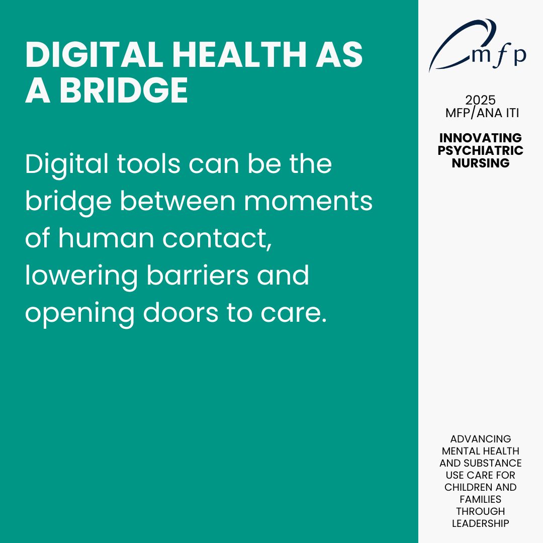 At #2025MFPITI, Dr. Lisa Hightow-Weidman reminded us: digital health can reduce stigma &amp; expand access—but it must complement, not replace, human connection.

Digital tools are the bridge. Nurses remain the heart.

#DigitalHealth #NursingInnovation