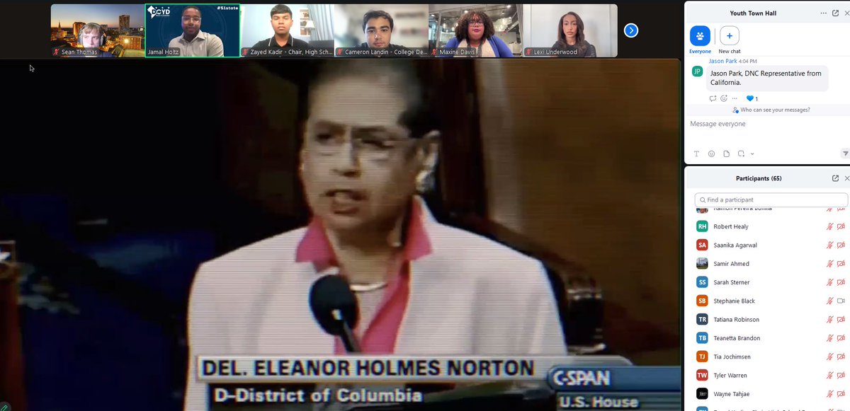 Took some time out of my day to enjoy the National Youth Town Hall with <a href="/DCYDs/">DC Young Democrats</a> and <a href="/youngdems/">Young Democrats of America</a>.

So much insightful conversation, planning, and hope for our future. Youth fighting for our future. We also talked about the Troops in D.C. &amp; how the Youth in Young Dems can fight back.
