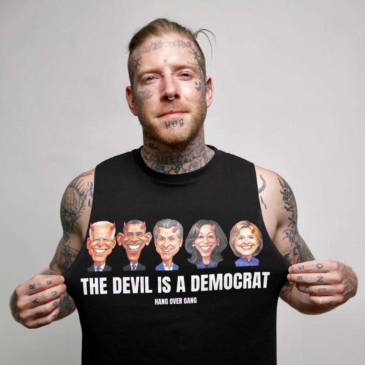 All “Devil Is A Democrat” merch is 15% Off at hangovergangofficial.com 

Look cool &amp; piss people off at the same time.