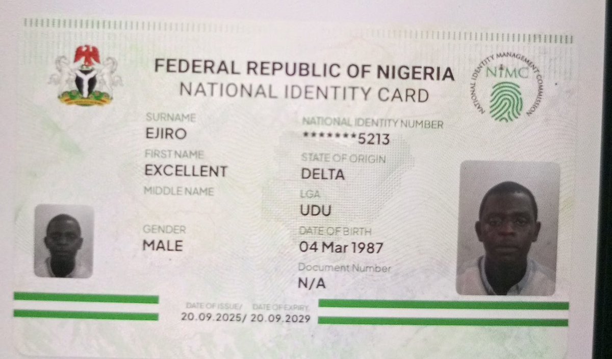 mccellro's tweet photo. @LinkedInHelp Hi, my account was logged out and below is my national identity card and also my email is excelwithchrist@gmail.com, I will be glad if I am attended to. Thanks. https://t.co/3agWEEUrun