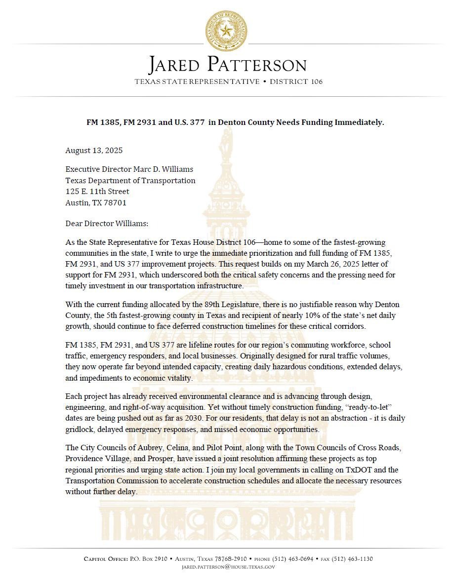 Office of State Representative Jared Patterson tweet media