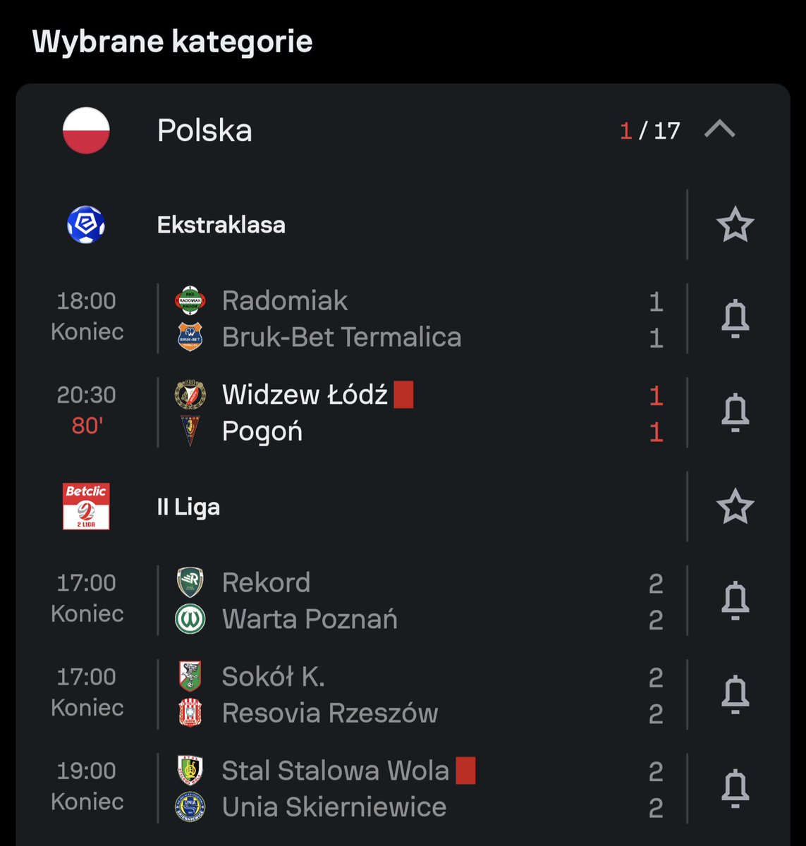 Dziwny piłkarski dzień w Polsce (jeżeli remisem zakończy się mecz Widzewa) 😁