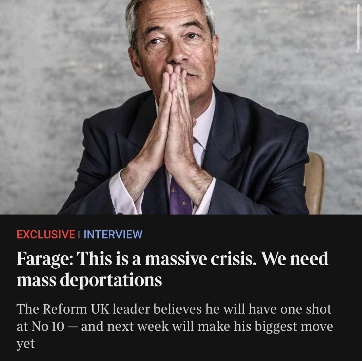 🚨 We will make a big announcement on mass deportations of illegal migrants on Tuesday.