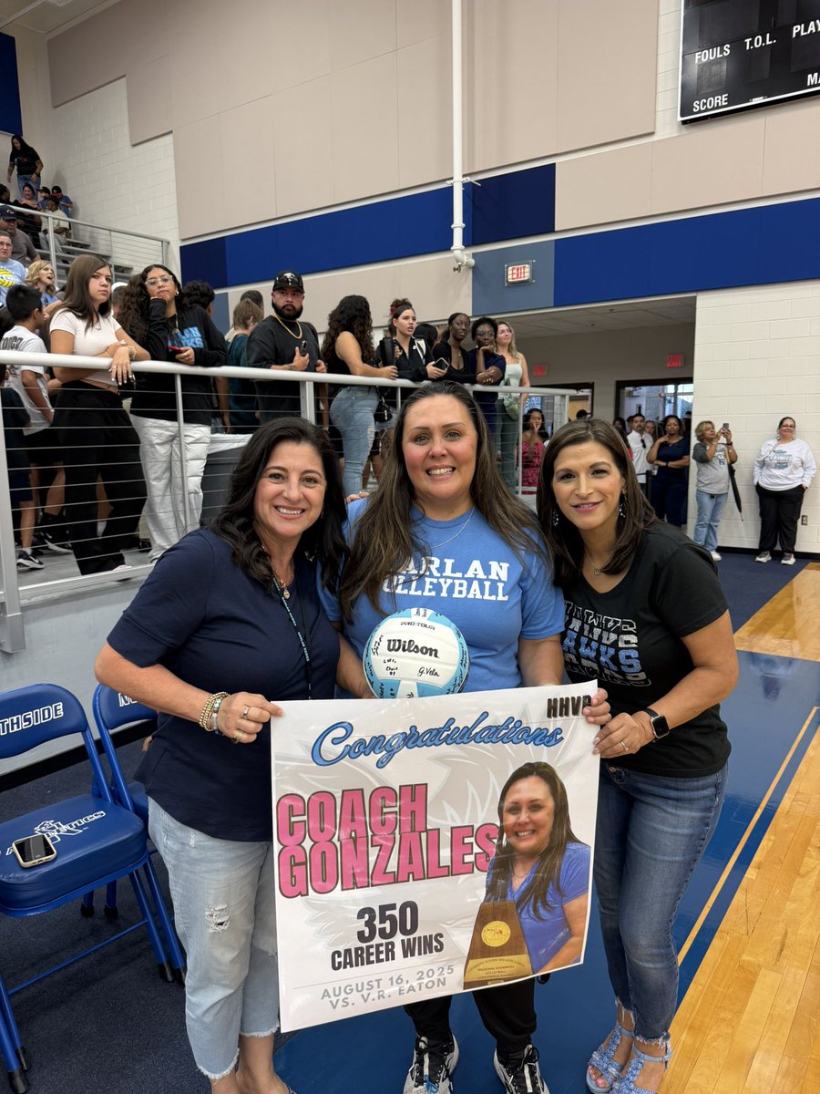 Help me congratulate the best volleyball coach and BFF around!

 <a href="/HarlanHawks_VB/">Harlan Volleyball</a> Coach Gonzales hit another milestone by reaching her 350th win! 

Only the BEST work at the NEST!