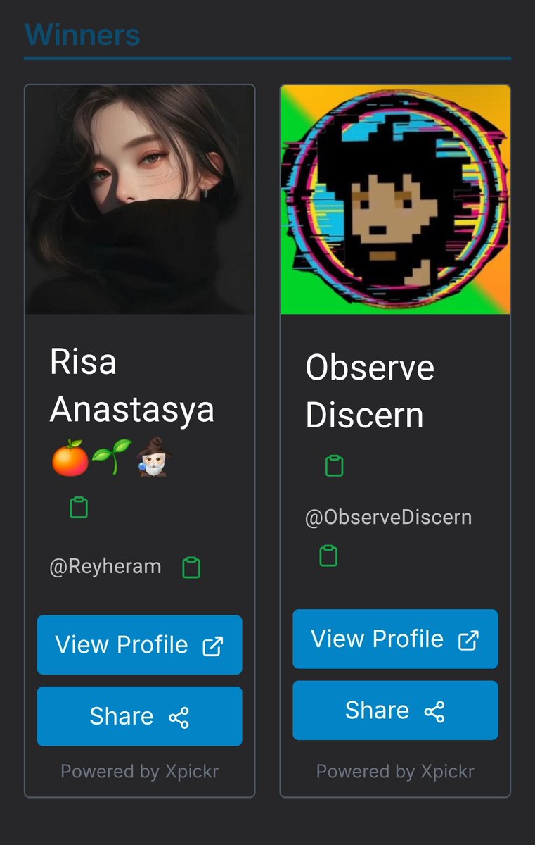 🍊Ice La🅱️s🌱 (@icelabs0) on Twitter photo Congratulations 🎊 <a href="/Reyheram/">Risa Anastasya 🍊🌱🧙🏻♂️</a> and <a href="/ObserveDiscern/">Observe Discern</a>
Drop xch addresses below 🏆❄️ Congratulations 🎊 <a href="/Reyheram/">Risa Anastasya 🍊🌱🧙🏻♂️</a> and <a href="/ObserveDiscern/">Observe Discern</a>
Drop xch addresses below 🏆❄️