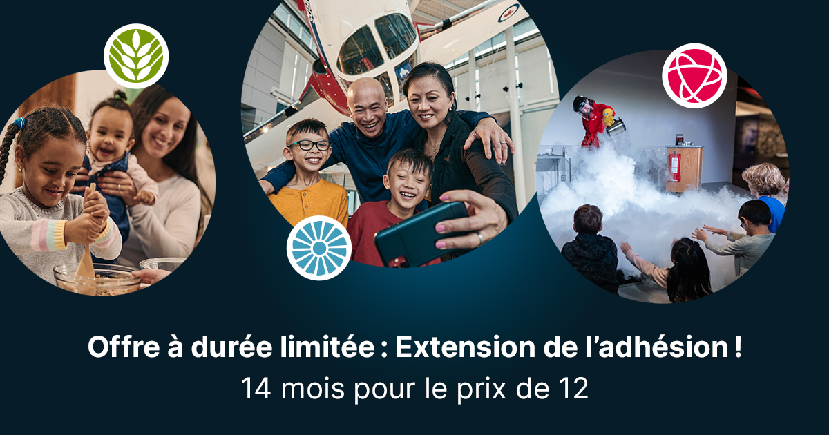 Juste à temps pour l'été : 14 mois de découverte scientifique pour le prix de 12! Une adhésion à Ingenium vous donne accès à des visites illimitées d'expositions interactives, d'expériences et d'activités pédagogiques en famille. ingenium.ca/fr/adhesion/