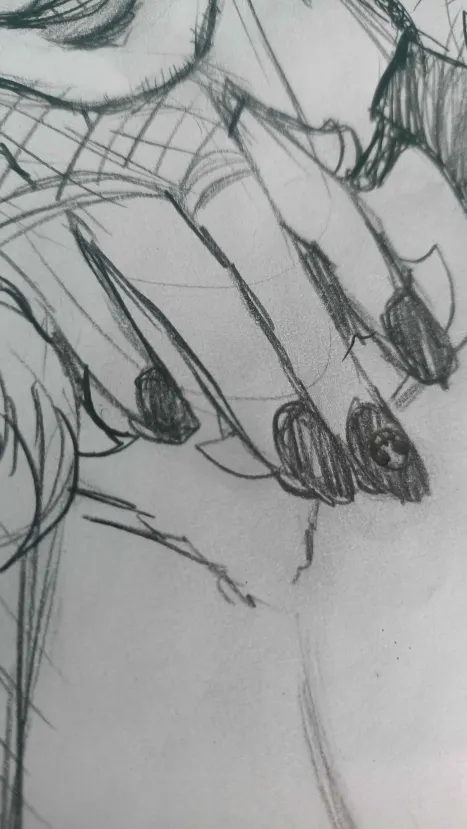 ruby_trident's tweet photo. ⚜️Chaoz.

Wi sketch with my HC for him. 
Longer hair, piercings. Now paints his nails and lips because of Kidd and Killer. Jolly Roger like the one on his chest so when he flips people off...
And definitely an undercut.
fISHNET GLOVES TO THE MAXXXX 
#kiddpirates #wirekiddpirates https://t.co/q5AJj41j9I
