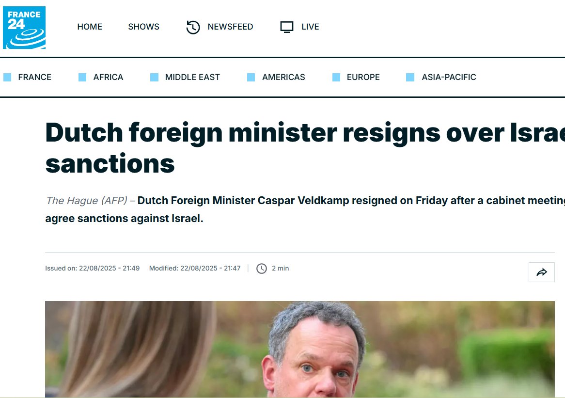 Sofia M. Brigid (@sofia_m_brigid) on Twitter photo Wow...‼️
Dutch Foreign Minister Caspar <a href="/ministerBZ/">Caspar Veldkamp</a> just RESIGNED because the cabinet couldn’t agree to actually punish #Israel.
Finally, someone in the #Dutch government admits it : Hamas is the one holding hostages and causing chaos — not Israel.
Standing ovation for common Wow...‼️
Dutch Foreign Minister Caspar <a href="/ministerBZ/">Caspar Veldkamp</a> just RESIGNED because the cabinet couldn’t agree to actually punish #Israel.
Finally, someone in the #Dutch government admits it : Hamas is the one holding hostages and causing chaos — not Israel.
Standing ovation for common