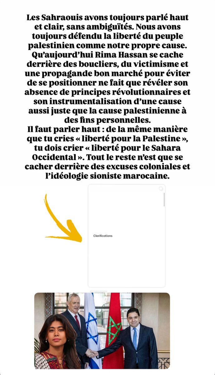 Voici notre réponse, en tant que Sahraouis, à la dernière publication de la soi-disant “activiste” <a href="/RimaHas/">Rima Hassan</a>