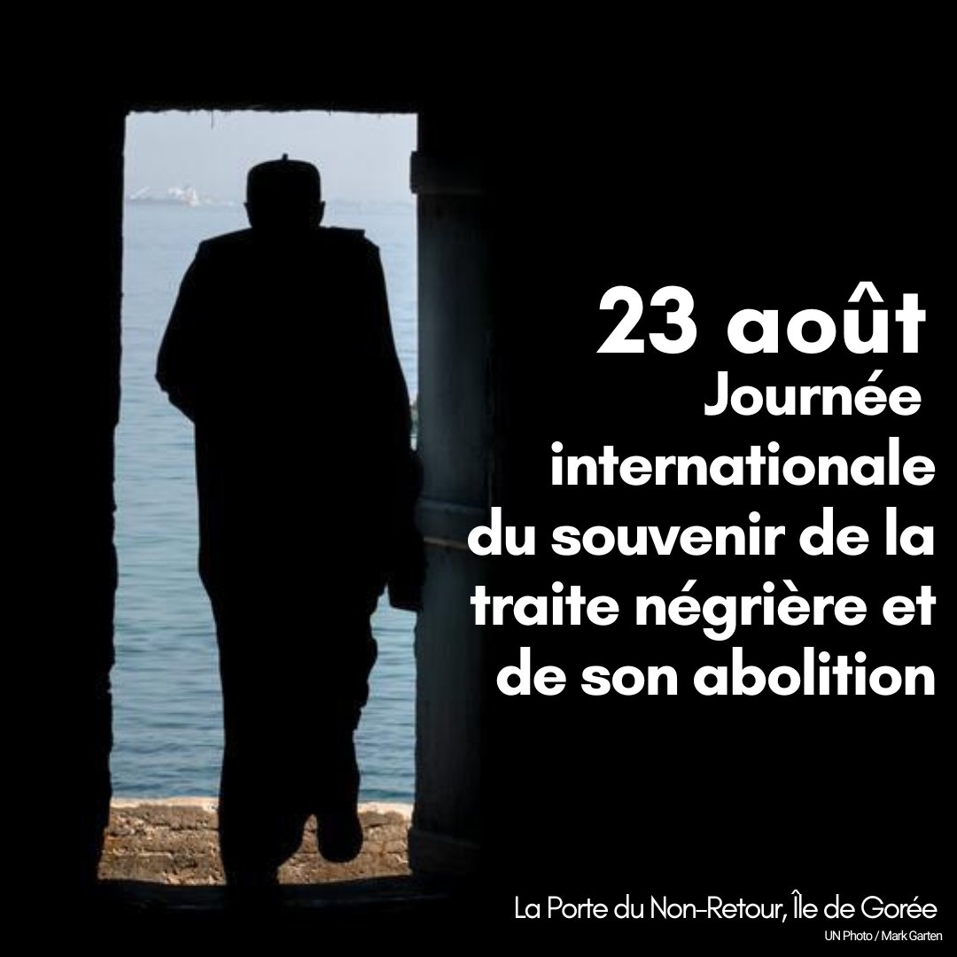 Samedi, Journée internationale du souvenir de la traite négrière et de son abolition, réfléchissons à ce chapitre sombre de l'histoire.

Le souvenir de cette tragédie nous apprend à bâtir un monde fondé sur le respect et la tolérance. unesco.org/fr/days/slave-…