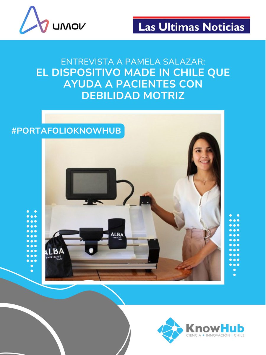 Know Hub Chile (@knowhubchile) on Twitter photo 💡🌱 La innovación también transforma la salud. <a href="/lun/">Las Últimas Noticias</a> destacó a ALBA, dispositivo de neurorehabilitación creado por #uMov, parte del portafolio de #KnowHubChile, que combina tecnología y seguimiento clínico para apoyar la recuperación de pacientes.
👉 lnkd.in/ewbffANc 💡🌱 La innovación también transforma la salud. <a href="/lun/">Las Últimas Noticias</a> destacó a ALBA, dispositivo de neurorehabilitación creado por #uMov, parte del portafolio de #KnowHubChile, que combina tecnología y seguimiento clínico para apoyar la recuperación de pacientes.
👉 lnkd.in/ewbffANc