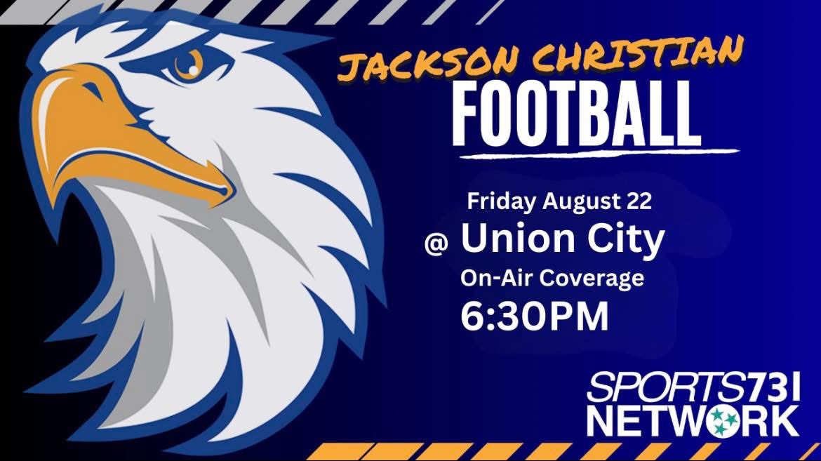 IT'S GAME DAY! 🏈

The <a href="/JCSeagles/">Jackson Christian</a> open the 2025 campaign on the road at Union City! 

Coverage begins at 6:30 with the Voice of the Eagles, Luc Brown and Lead Analyst Walker Rhea. 

Make the trip to support your Eagles or tune in with us!

📺Watch: sports731.com |