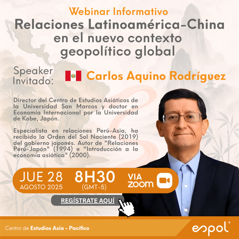 Espol-Centro de Estudios Asia-Pacífico (CEAP) (@ceap_espol) on Twitter photo 📈 El flujo de inversión directa de China hacia América Latina ascendió a 14.710 millones de dólares en 2024.
Acompáñanos en este webinar, explorando cómo estas dinámicas impactan nuestras instituciones.
👉 forms.office.com/r/cpCGVkA9Tr
<a href="/EmbajadaEcuChi/">Embajada del Ecuador en China 🇨🇳🇪🇨</a> <a href="/CamaraChinaEc/">Cámara China</a> <a href="/Fedexpor/">FEDEXPOR</a> 📈 El flujo de inversión directa de China hacia América Latina ascendió a 14.710 millones de dólares en 2024.
Acompáñanos en este webinar, explorando cómo estas dinámicas impactan nuestras instituciones.
👉 forms.office.com/r/cpCGVkA9Tr
<a href="/EmbajadaEcuChi/">Embajada del Ecuador en China 🇨🇳🇪🇨</a> <a href="/CamaraChinaEc/">Cámara China</a> <a href="/Fedexpor/">FEDEXPOR</a>