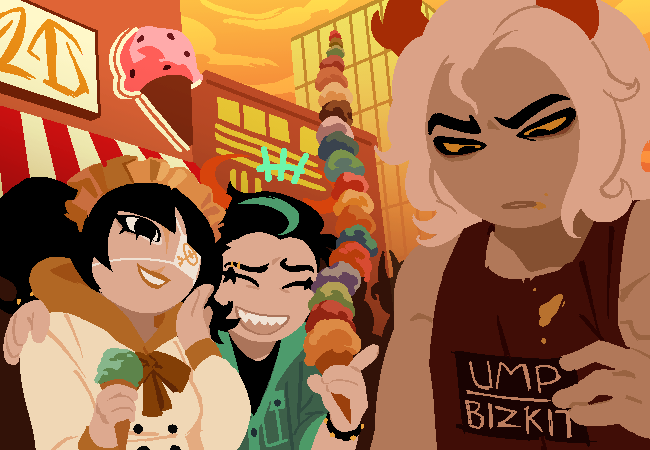 first two panel commissions done! slowly but steadily trying to work on all of them at once, so its a tedious process. but we're making progress!