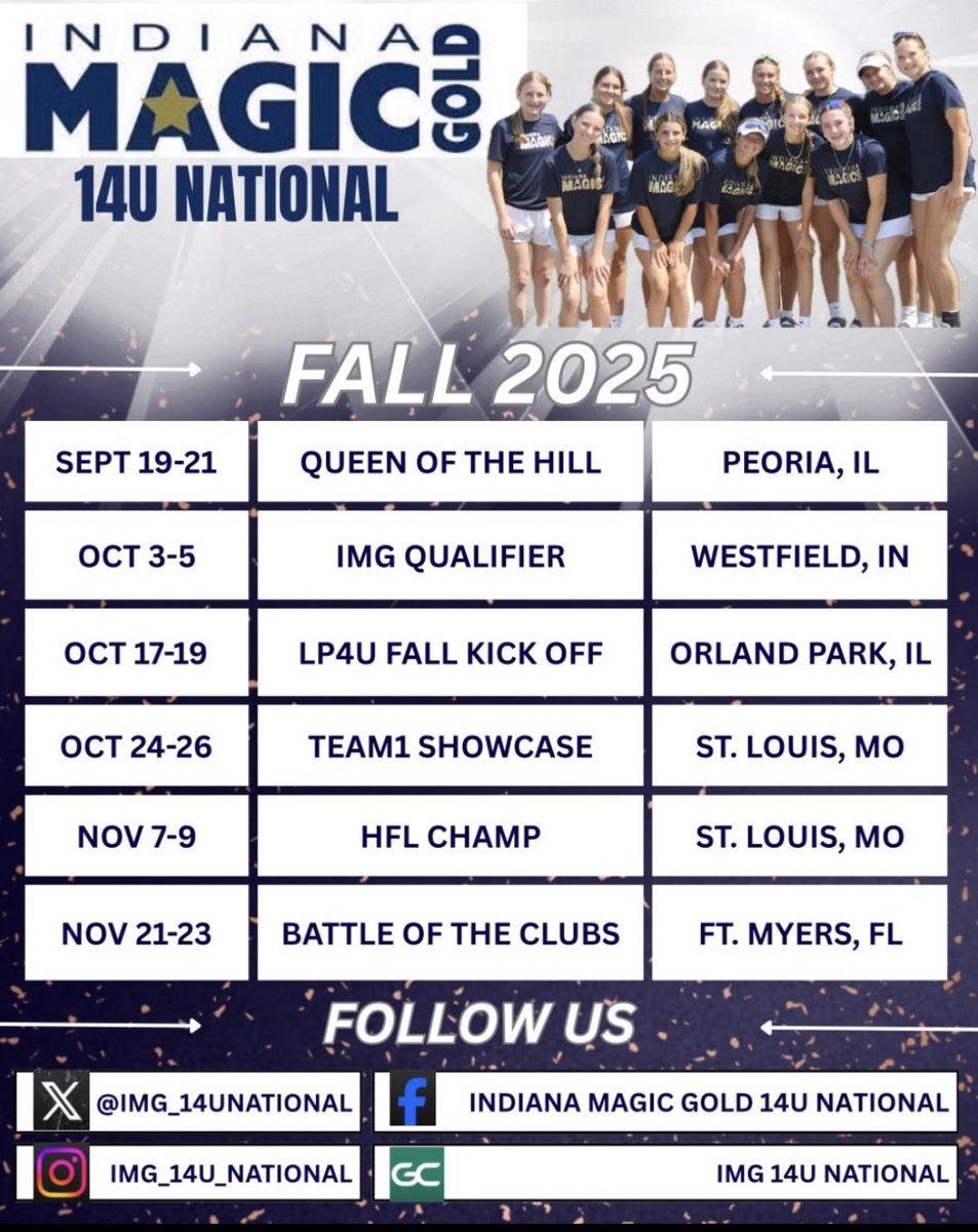 Fall tournament schedule!  <a href="/IMG_14uNational/">Indiana Magic Gold 14u National</a> <a href="/D1Softball/">D1Softball</a> <a href="/tagupSoftball/">tagup</a> <a href="/thealliancefp/">The Alliance Fastpitch</a> <a href="/LineDsoftball/">Line Drive Media</a> <a href="/BRXperformance/">BRX Performance</a> <a href="/ohcanadajr/">Jen Ostapowich</a>