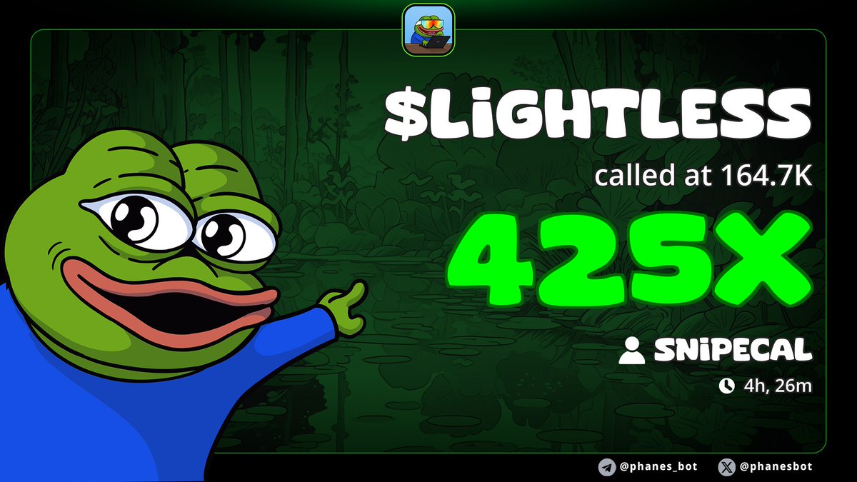 snipecal's tweet photo. Me and My TG fam already secured 425x๐ต๐ฏ
$#LIGHTLESS didnโt just runโฆ it flew ๐
@snipecal saw it coming in my private tg. Did you?
Next oneโs heating up inside ๐
๐ https://t.co/NFn0DwZetC
#helevier #invest #memecoin #Crypto #DOGE #zeudiners #LoveIslandUK #Solana https://t.co/FXqTjkClva