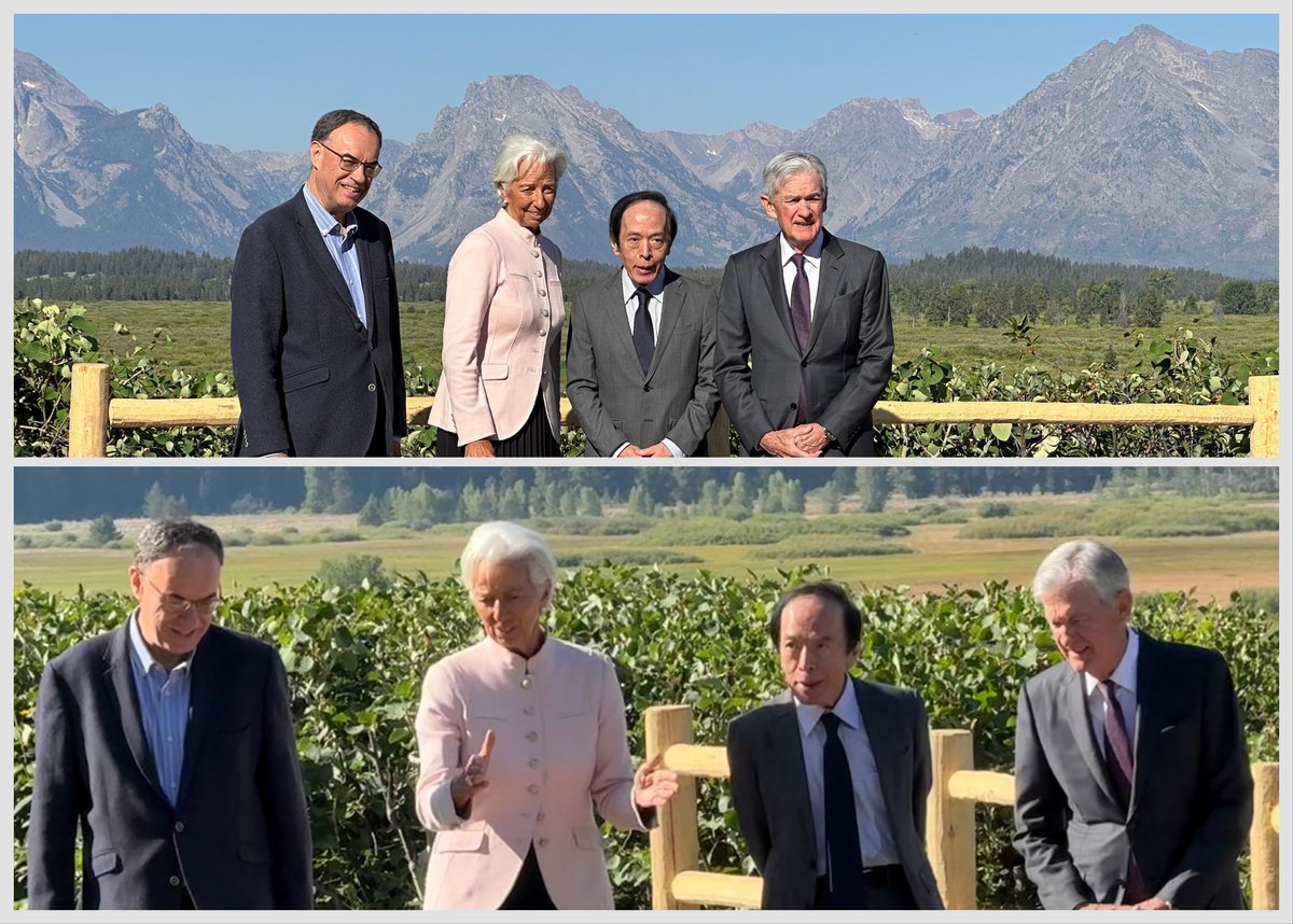 ラガルドECB総裁のジャクソン・ホール会合での投稿。  常に植田総裁の横に佇み、ECB年次フォーラムでは「カズオ」と親しげに呼んでいらっしゃり、良好な関係を構築していることは一目瞭然ですね！  👇シントラでの年次フォーラム46分辺りで確認できます。