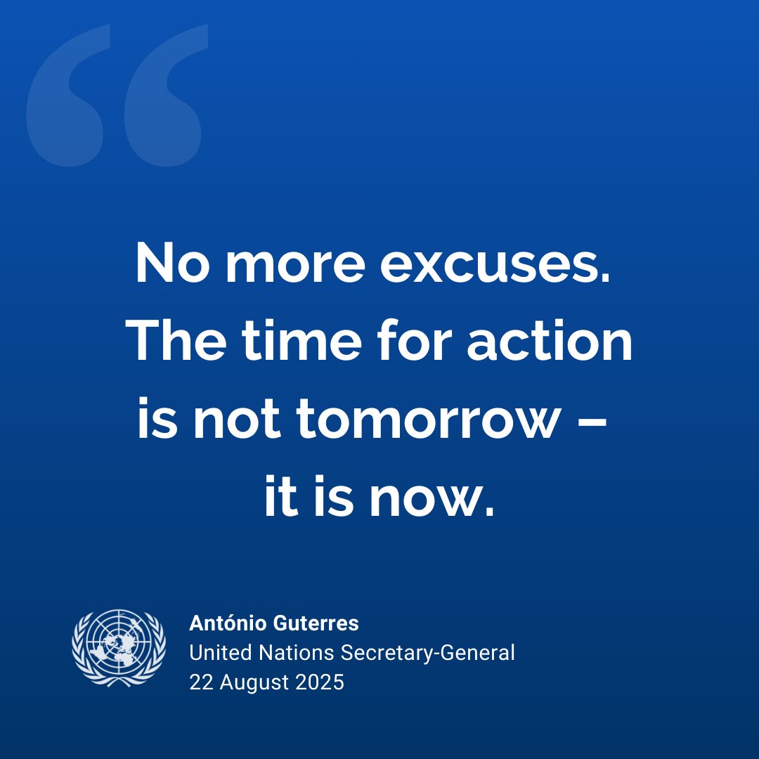 United Nations (@un) on Twitter photo Famine has been confirmed in Gaza by the world’s leading experts on food insecurity.
<a href="/antonioguterres/">AntĂłnio Guterres</a> reiterates his call for an immediate ceasefire, the release of all hostages & full humanitarian access.
un.org/sg/en/content/… Famine has been confirmed in Gaza by the world’s leading experts on food insecurity.
<a href="/antonioguterres/">AntĂłnio Guterres</a> reiterates his call for an immediate ceasefire, the release of all hostages & full humanitarian access.
un.org/sg/en/content/…
