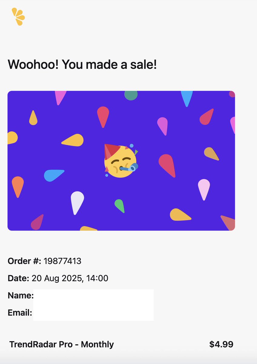 it's not the 5 dollars, it's about feeling that the product is starting to give value for someone 
#lemonsqueezy #buildinpublic