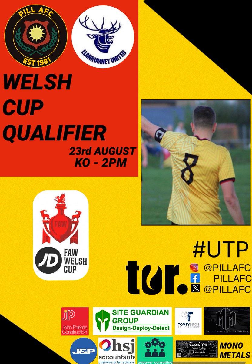 PILL AFC (@pillafc) on Twitter photo π‘β«οΈ WELSH CUP QUALIFIER β«οΈπ‘
Our firsts are back in Welsh Cup action tomorrow as we welcome <a href="/LlanUtdFC/">Llanrumney United FC</a> to Pill Park.
β½οΈ Llanrumney United
ποΈ Home
β±οΈ 2PM
π Welsh Cup Qualifier
Come over and support the boys
#UTP ππ€ππ€ π‘β«οΈ WELSH CUP QUALIFIER β«οΈπ‘
Our firsts are back in Welsh Cup action tomorrow as we welcome <a href="/LlanUtdFC/">Llanrumney United FC</a> to Pill Park.
β½οΈ Llanrumney United
ποΈ Home
β±οΈ 2PM
π Welsh Cup Qualifier
Come over and support the boys
#UTP ππ€ππ€