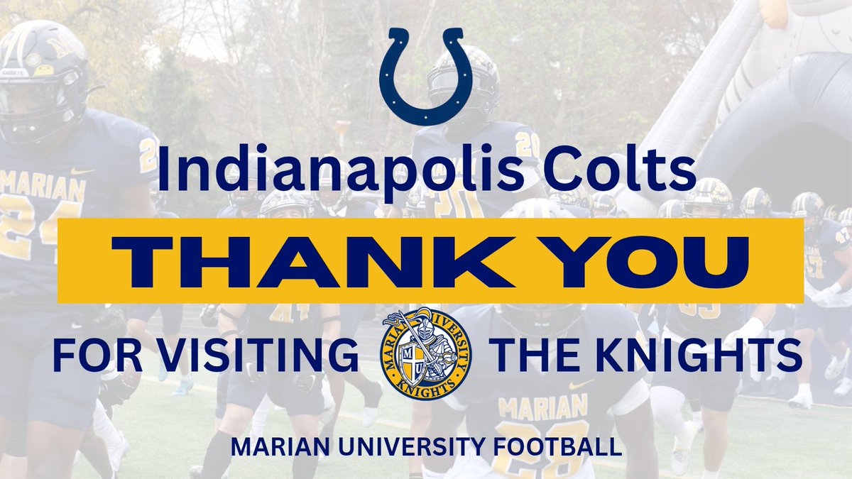 Marian Football (@marianufootball) on Twitter photo Thank you <a href="/Colts/">Indianapolis Colts</a> for stopping by practice today to watch some Marian Knights Football!
#GoKnights Thank you <a href="/Colts/">Indianapolis Colts</a> for stopping by practice today to watch some Marian Knights Football!
#GoKnights