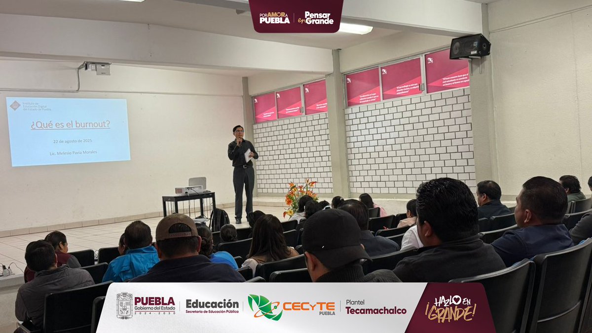 Gracias IEDEP Tecamachalco por enseñarnos a: 
✅ Identificar riesgos psicosociales 
✅ Analizar estrés laboral
✅ Prevenir efectivamente
Cuidar la salud mental = Calidad educativa 💪📚✨
#PorAmorAPuebla #PensarEnGrande #CECyTEPuebla #HazloEnGrande