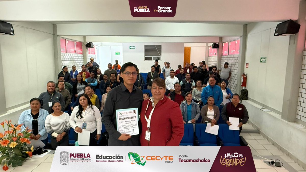 CECYTETK's tweet photo. Gracias IEDEP Tecamachalco por enseñarnos a: 
✅ Identificar riesgos psicosociales 
✅ Analizar estrés laboral
✅ Prevenir efectivamente
Cuidar la salud mental = Calidad educativa 💪📚✨
#PorAmorAPuebla #PensarEnGrande #CECyTEPuebla #HazloEnGrande https://t.co/v1SVIuQSYw