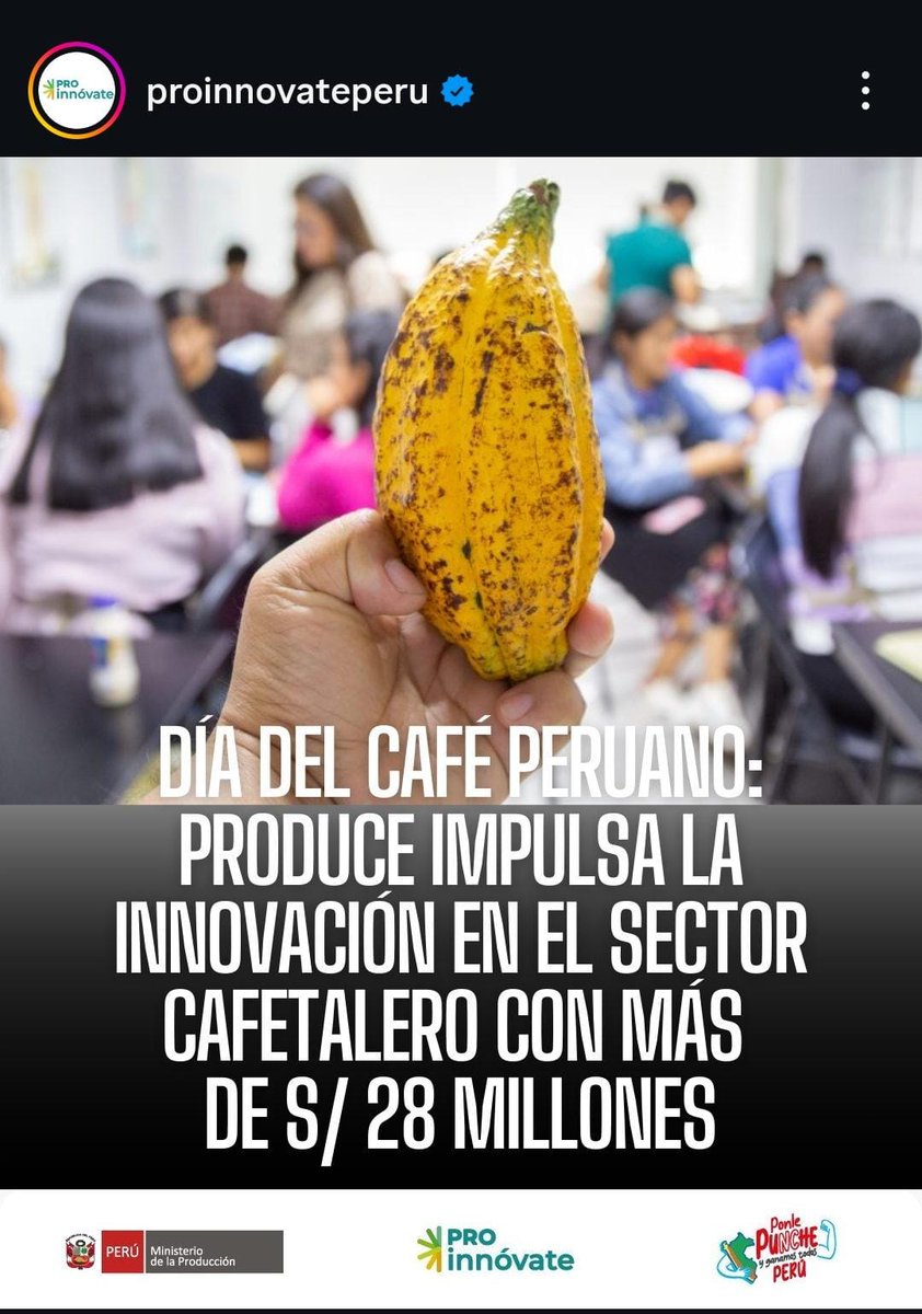 Hoy es el #DíadelCaféPeruano y ProInnóvate postea un cacao 👁️👄👁️