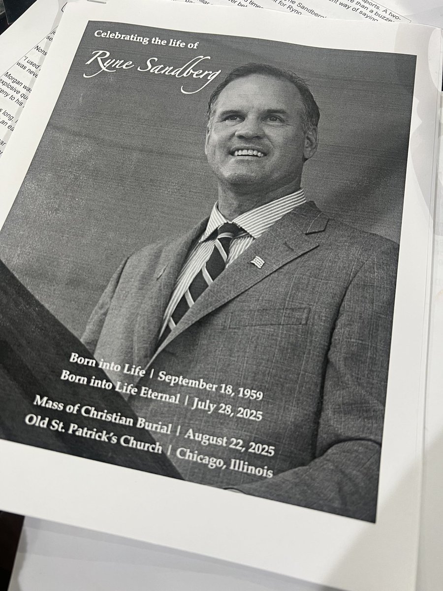 The 16-page program includes a message from his family - Ryne Sandberg asked that they thank everyone for the “big and little ways they showed that they care” - <a href="/WGNNews/">WGN TV News</a>