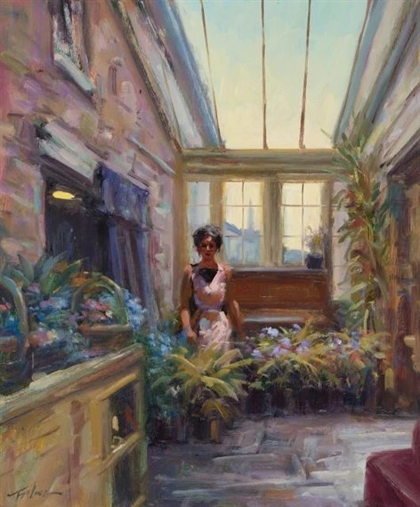 mac_seosamh's tweet image. MOUGINS, FRANCE; Oil on Canvas, 60X50cm, Private Collection by #Dublin artist Norman Teeling. His harmonious use of colour &amp;amp; tones in these contrasting outdoor scenes is repeated in his quaint interiors in which lush pigment &amp;amp; thick brushwork assume to create a sense of stillness