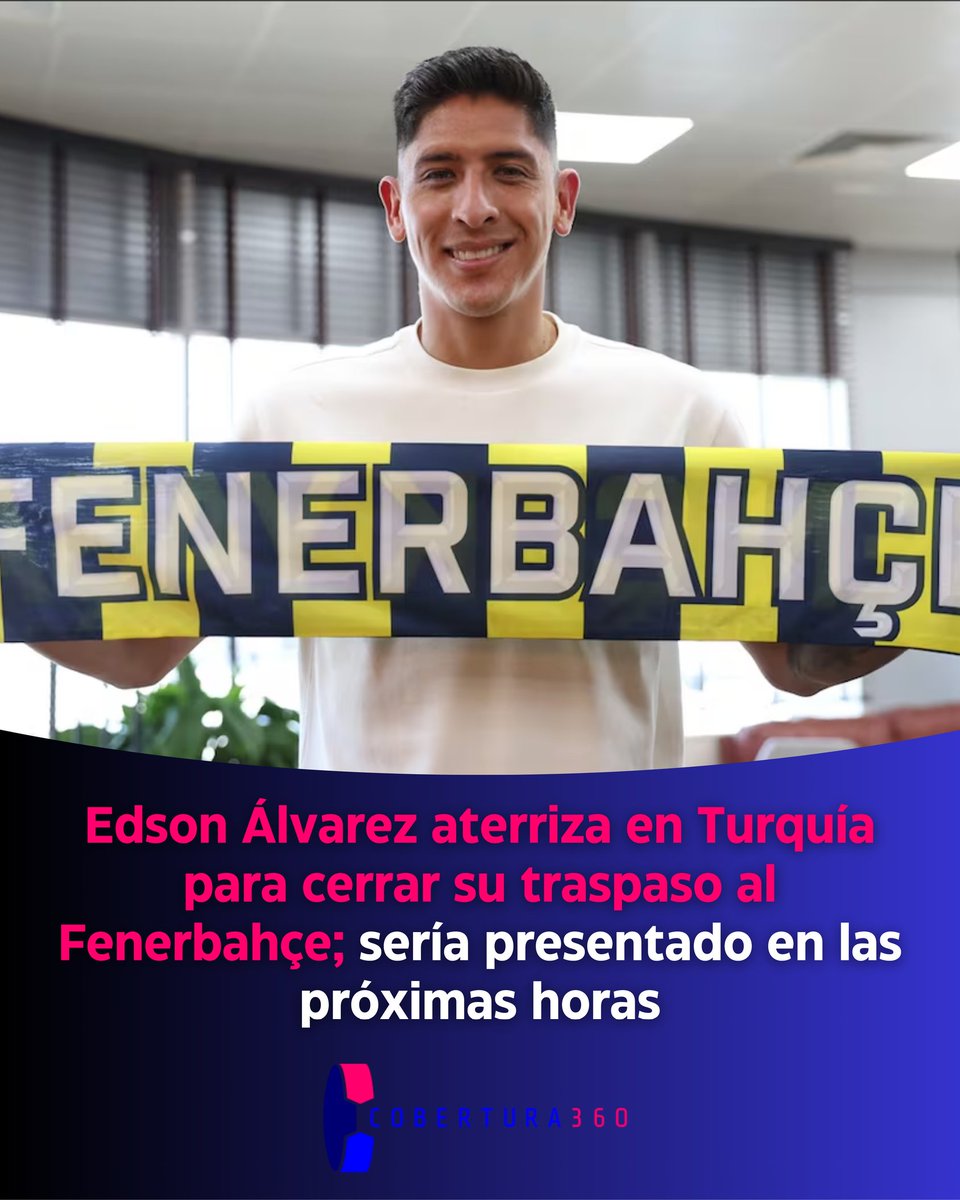 ⚽ Edson Álvarez ya está en Estambul para cerrar su fichaje con el Fenerbahçe. El mexicano, cedido por West Ham con opción de compra, pasó exámenes médicos y será presentado en breve. A sus 27 años jugará bajo la dirección de José Mourinho, siendo el 1er mexicano en el club turco