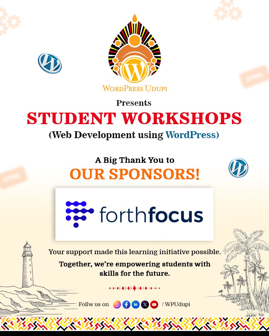 Grateful to our sponsor, <a href="/ForthFocusGroup/">ForthFocus</a>, for supporting the WordPress Udupi Student Workshops! 🙌

Together, we’re equipping students with web development skills that will shape their future. 🚀💻

Stay tuned for more updates 🙏🏻
