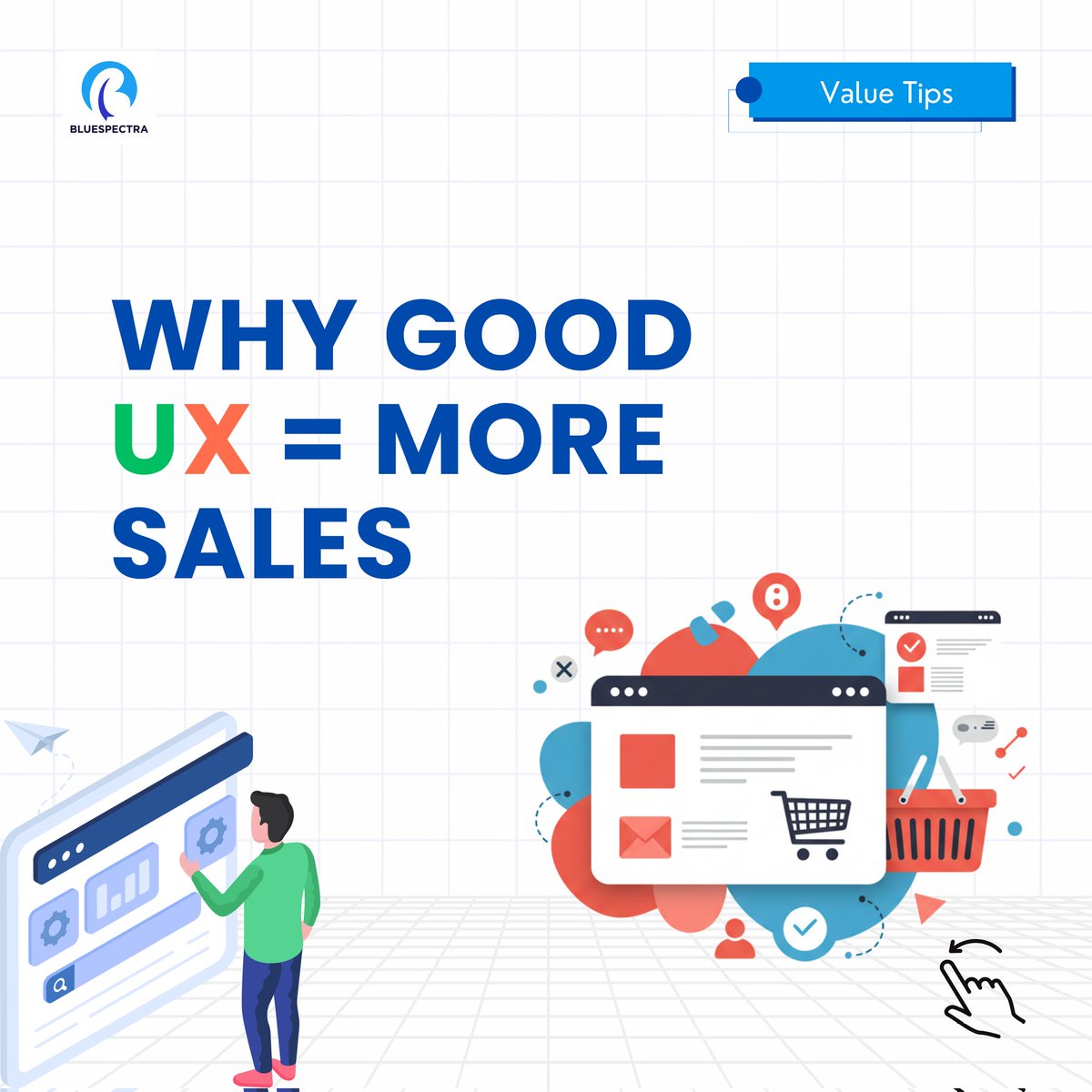 bluespectraHQ's tweet photo. Why Good UX = More Sales 

Let’s break it down 👇 https://t.co/z7FsnElfnq
