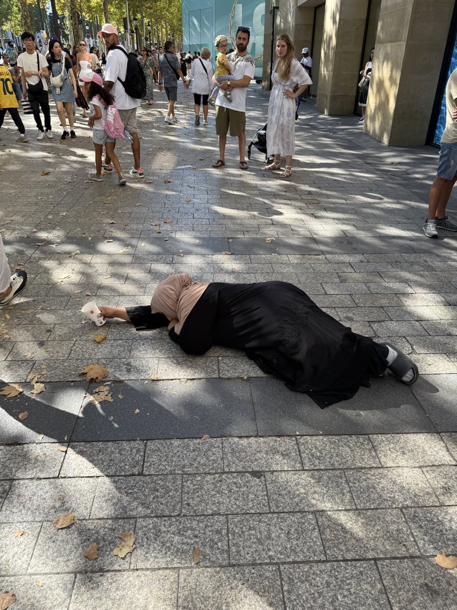 A friend of mine is on their honeymoon in Paris.

They just took this picture in front of Champs-Élysées. 

Islam has ruined France.