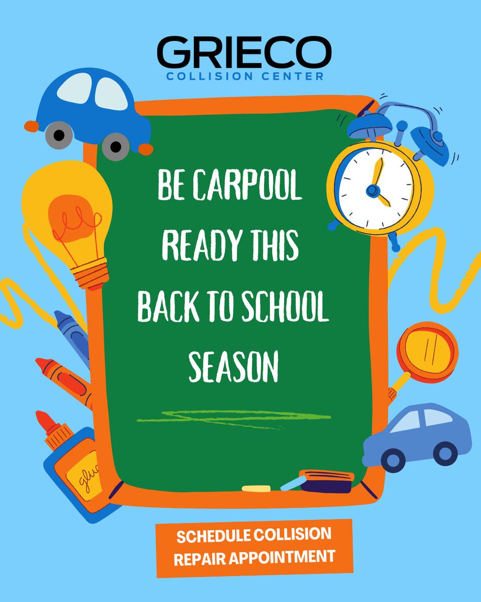 Car troubles don't have to slow down your back-to-school routine. Visit Grieco Collision Center of Johnston RI, and our expert team will make sure your vehicle is carpool-ready in no time.

Schedule your appointment today: tinyurl.com/dd59kdfh