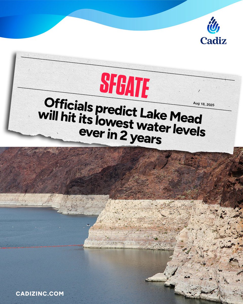 Lake Mead could hit its lowest level on record by 2027 - a stark reminder that our long term water challenges in the Southwest continue. 

Cadiz Inc.’s Mojave Groundwater Bank will conserve and store water underground (reducing loss to evaporation) and make it available for