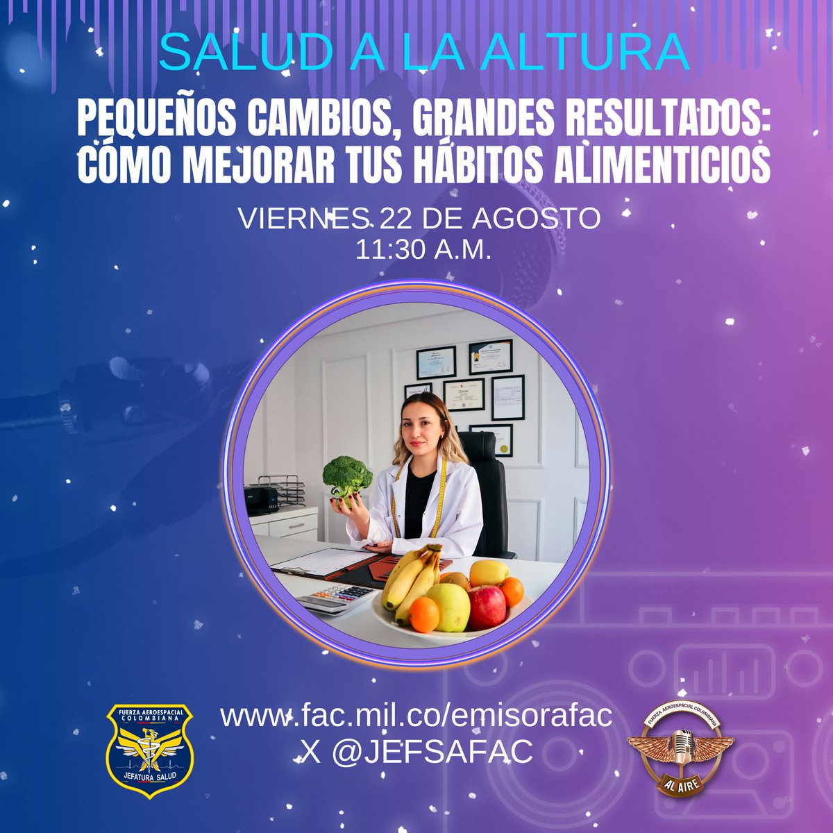 🥦🍎 Lo que comes cada día impacta en tu energía, salud y bienestar.

¿Quieres aprender a mejorar tus hábitos sin dietas extremas?

Escucha <a href="/EmisoraAlAire/">EmisoraAl Aire</a> y conéctate a través de ➡️ fac.mil.co/emisorafac con repetición el sábado a las 10:30 AM

#SaludFAC #Nutrición #Bienestar