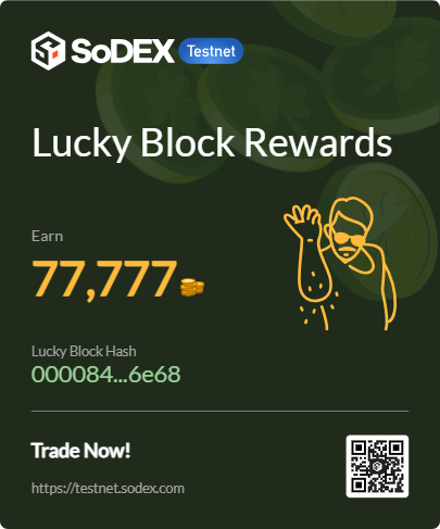 TrieuKhem's tweet photo. I’ve won the Lucky Block! Come and get yours!

Trade and earn on SoDEX Now:
https://t.co/1vz9gkbAtI https://t.co/ooCH1MDXJh