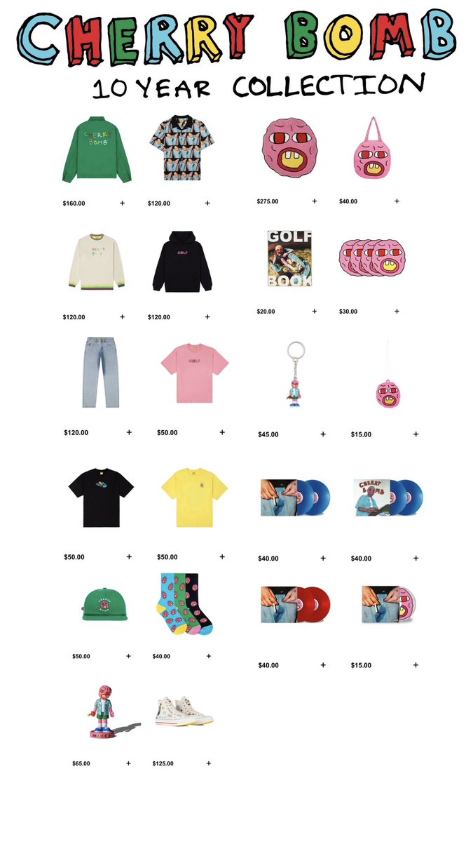 Tyler, The Creator

Cherry Bomb: 10 Year Collection 🍒💣

Available Now!

Early access on Golf Wang app
apps.apple.com/us/app/golf-wa…
