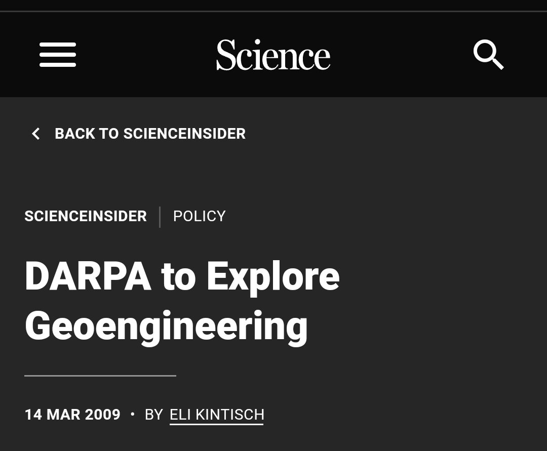 L'AGENZIA DEL PENTAGONO DARPA È INTERESSATA ALLA GEOINGEGNERIA

In italiano:
facebook.com/share/p/1G4jLY…

Science:
science.org/content/articl…