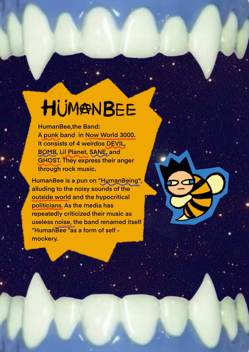 nowthecreator's tweet photo. Yo!Wassssup Guys!
We Are HumanBee,A New Punk Band!🐝
Here is DEViL,B0MB,Lil Planet,Sane !! !
👽If u fw us ,repost this sh1t !👽
We’ll drop the detailed introduction of every band member If this post hit 500 likes😈👾👾
#HumanBee #NowWorld #oc #Gorillaz #metalfamily https://t.co/mHpprsNyAB