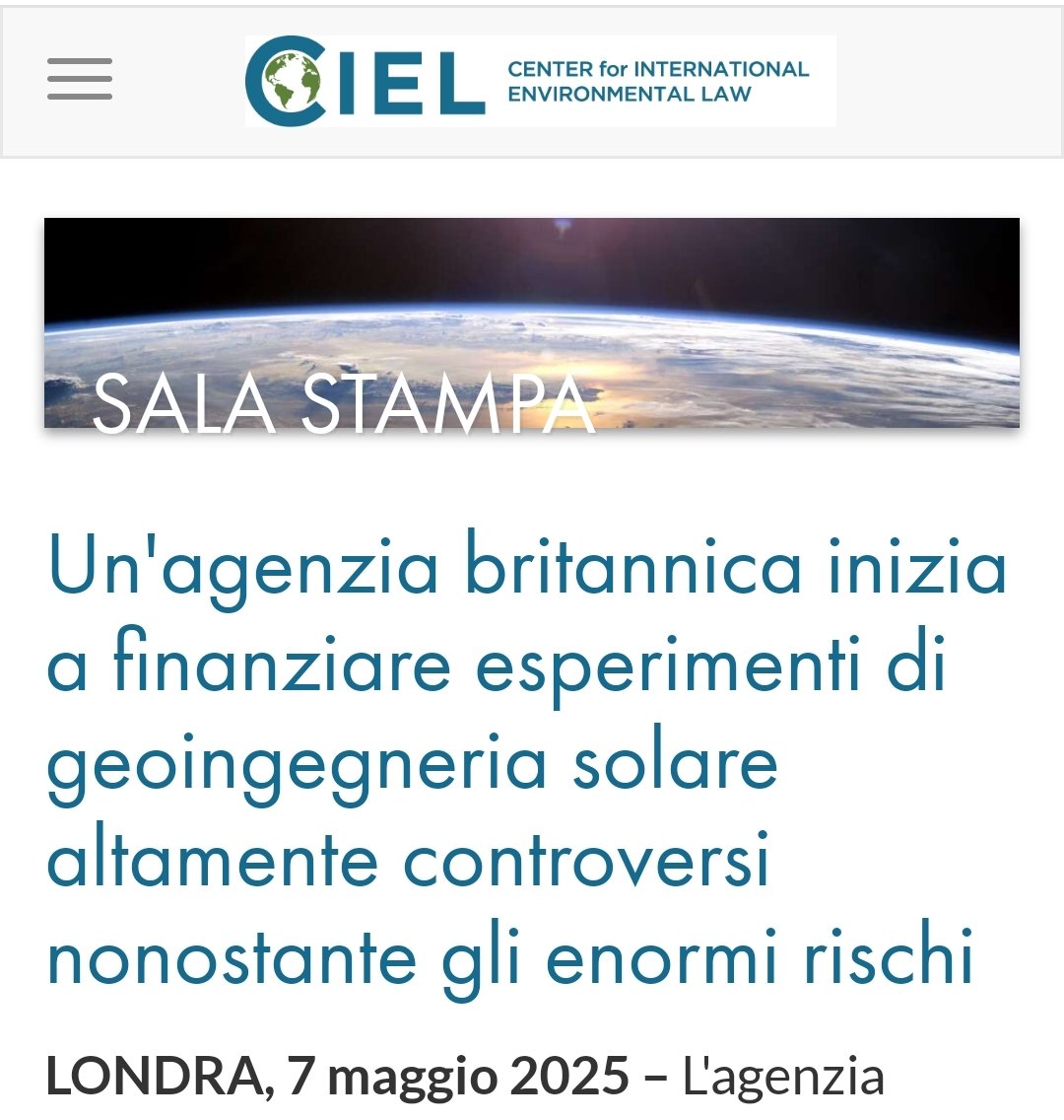UK - GEOINGEGNERIA

IL GOVERNO HA STANZIATO 56,8 MILIONI STERLINE

In italiano:
facebook.com/share/p/19o9aK…

Center for International Law:
ciel.org/news/uk-agency…