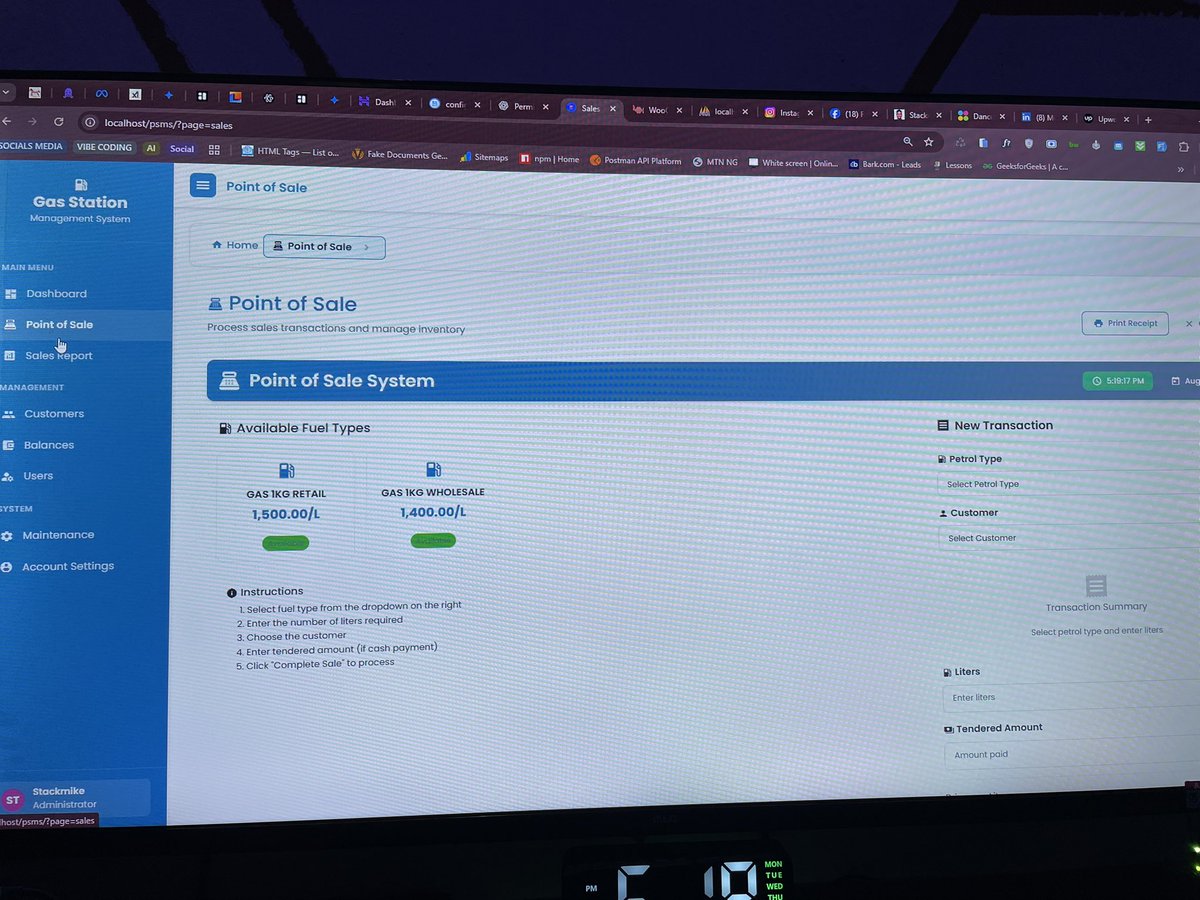x_stackmike's tweet image. New Gas Station Management Software! ⛽💻
We’re excited to unveil our newly developed Gas Station Management Software.
#GasStationSoftware #FuelManagement #BusinessAutomation #TechSolutions #Macre8tive #MikeAremu #Stackmike #SoftwareDeveloper #BusinessGrowth #Innovation