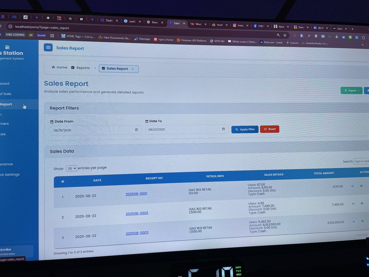 x_stackmike's tweet image. New Gas Station Management Software! ⛽💻
We’re excited to unveil our newly developed Gas Station Management Software.
#GasStationSoftware #FuelManagement #BusinessAutomation #TechSolutions #Macre8tive #MikeAremu #Stackmike #SoftwareDeveloper #BusinessGrowth #Innovation